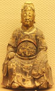 清漆木雕鄭成功坐像