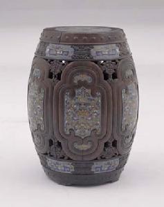 紫檀嵌琺瑯繡墩 紫檀嵌琺瑯繡墩