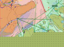 圖中綠色線條為客運航線示意圖）