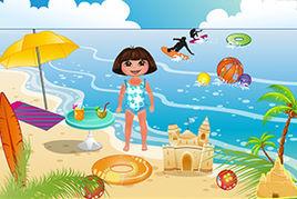 朵拉在海灘上玩耍 朵拉在海灘上玩耍