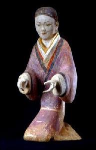 塑衣式彩繪跽坐女俑 塑衣式彩繪跽坐女俑