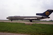漢莎航空的一架波音727-200在里姆機場（1970年代）