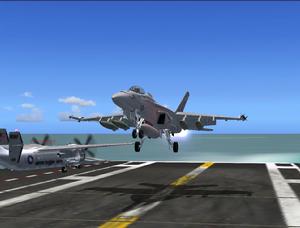 （圖）飛機在飛行甲板上降落