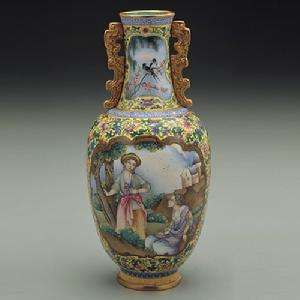 清乾隆畫琺瑯西洋人物觀音瓶 清乾隆畫琺瑯西洋人物觀音瓶