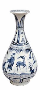 青花人物紋玉壺春瓶(元) 青花人物紋玉壺春瓶(元)