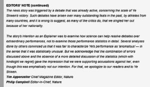 圖為《自然》雜誌網站刊載道歉聲明的截圖