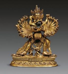 清銅鎏金時輪金剛像