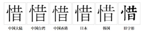“惜”字的字形對比