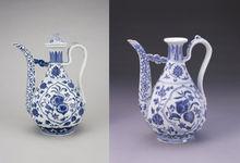 與明宣德青花三果紋執壺原件對比