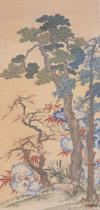 清乾隆緙絲歲寒三友圖