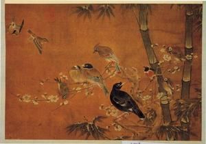 五代後蜀黃筌竹梅寒雀圖軸 五代後蜀黃筌竹梅寒雀圖軸