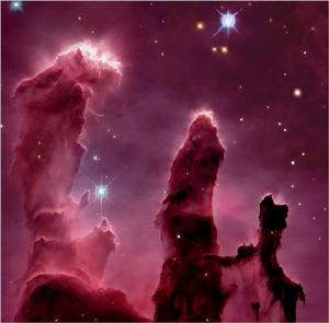 如圖所示，“創造之柱”是美國宇航局哈勃太空望遠鏡拍攝的最為著名的照片