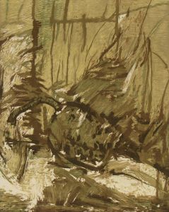 邢莉莉《水果之一》木刻，紙本，33&times;58cm,2002年