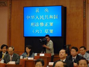 （圖）表決中華人民共和國刑法修正案（六）草案