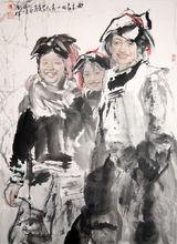 劉國輝寫意人物作品——《曲木家的小客人》