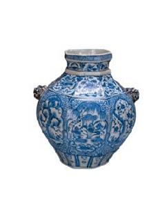 元青花松竹梅紋八棱罐 元青花松竹梅紋八棱罐