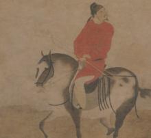 《挾彈游騎圖》局部