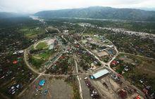 菲律賓南部受災嚴重的孔波斯特拉山谷地區俯瞰照片