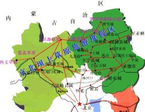 張北壩上草原.旅遊示意圖