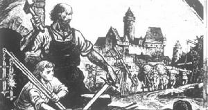 圖中表現了捷克人民積極支持胡斯戰爭的情景