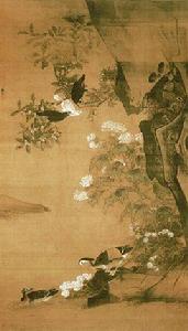 明呂紀榴花雙鶯圖 明呂紀榴花雙鶯圖