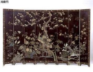 清黑漆款彩百鳥朝鳳圖圍屏 清黑漆款彩百鳥朝鳳圖圍屏