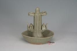 越窯系青釉燭燈 越窯系青釉燭燈