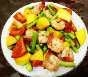 黃桃蘆筍炒鮮蝦 黃桃蘆筍炒鮮蝦