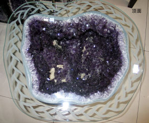 天然紫晶洞茶几