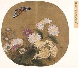 菊叢飛蝶圖頁 菊叢飛蝶圖頁