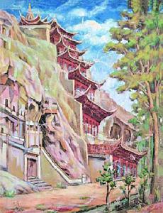 常書鴻畫筆下的莫高窟