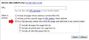 從現在起，在定製Google自定義搜尋引擎的時候，在添加某一網址後，你也可以選擇將該網址包含的連結所指向的網站也一併添加進搜尋資料庫里：