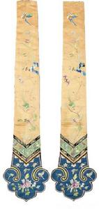 清末花鳥紋如意頭湘繡褡褳 清末花鳥紋如意頭湘繡褡褳