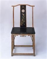 清乾隆湘妃竹黑漆描金菊蝶紋靠背椅 清乾隆湘妃竹黑漆描金菊蝶紋靠背椅