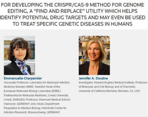 路透社引文桂冠獎對Charpentier和Doudna以及她們工作成就的介紹