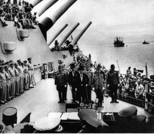 美軍密蘇里號戰艦上的日軍投降儀式