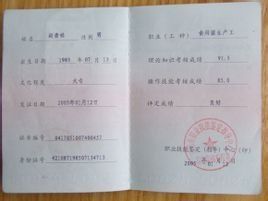 職業資格證書 職業資格證書