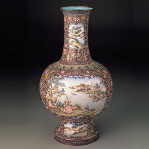 清乾隆畫琺瑯西洋人物瓶