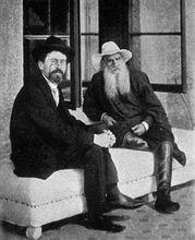 1900年，契訶夫與托爾斯泰在雅爾達