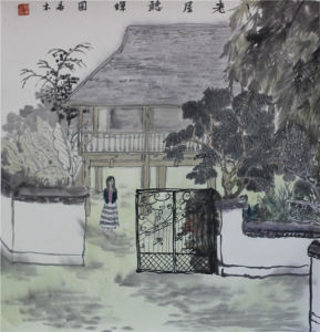 老屋聽蟬圖  68&times;68cm 2013