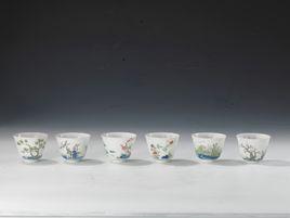 清康熙款五彩十二月花神杯 清康熙款五彩十二月花神杯