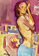 周剛水彩畫《紫色誘惑》