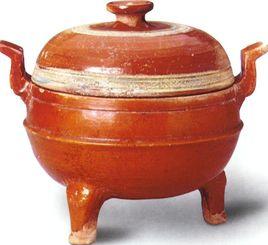 褐紅釉加彩陶鼎 褐紅釉加彩陶鼎