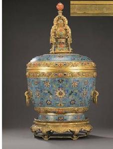 清乾隆掐絲琺瑯酥油茶罐 清乾隆掐絲琺瑯酥油茶罐