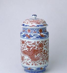 清雍正青花釉里紅鳳穿花紋壯罐 清雍正青花釉里紅鳳穿花紋壯罐