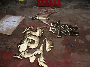 鈦金龍鳳 雙喜 金屬工藝品