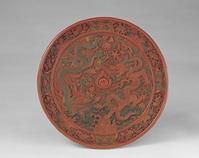 剔彩雙龍戲珠紋圓盤 剔彩雙龍戲珠紋圓盤