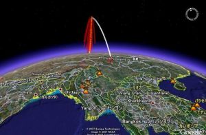 國外繪製的中國摧毀報廢衛星示意圖