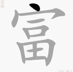 “富”的書寫演示