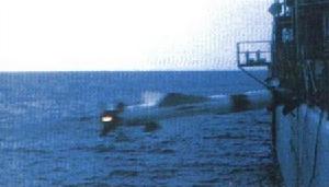 飛魚飛彈擊中目標的一瞬間